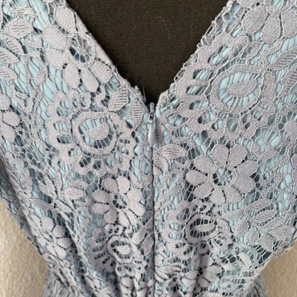 MADEWELL Dusty Blue Lace Flutter Sleeve Dress Sz 2 - Picture 12 of 14
